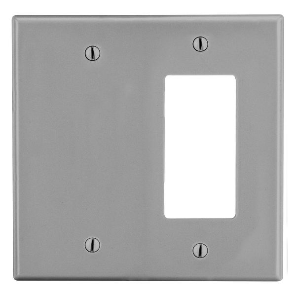 Hubbell Wiring Device-Kellems Wallplate, Mid-Size 2-Gang, 1) Decorator 1) Box Mount Blank, Gray PJ1326GY